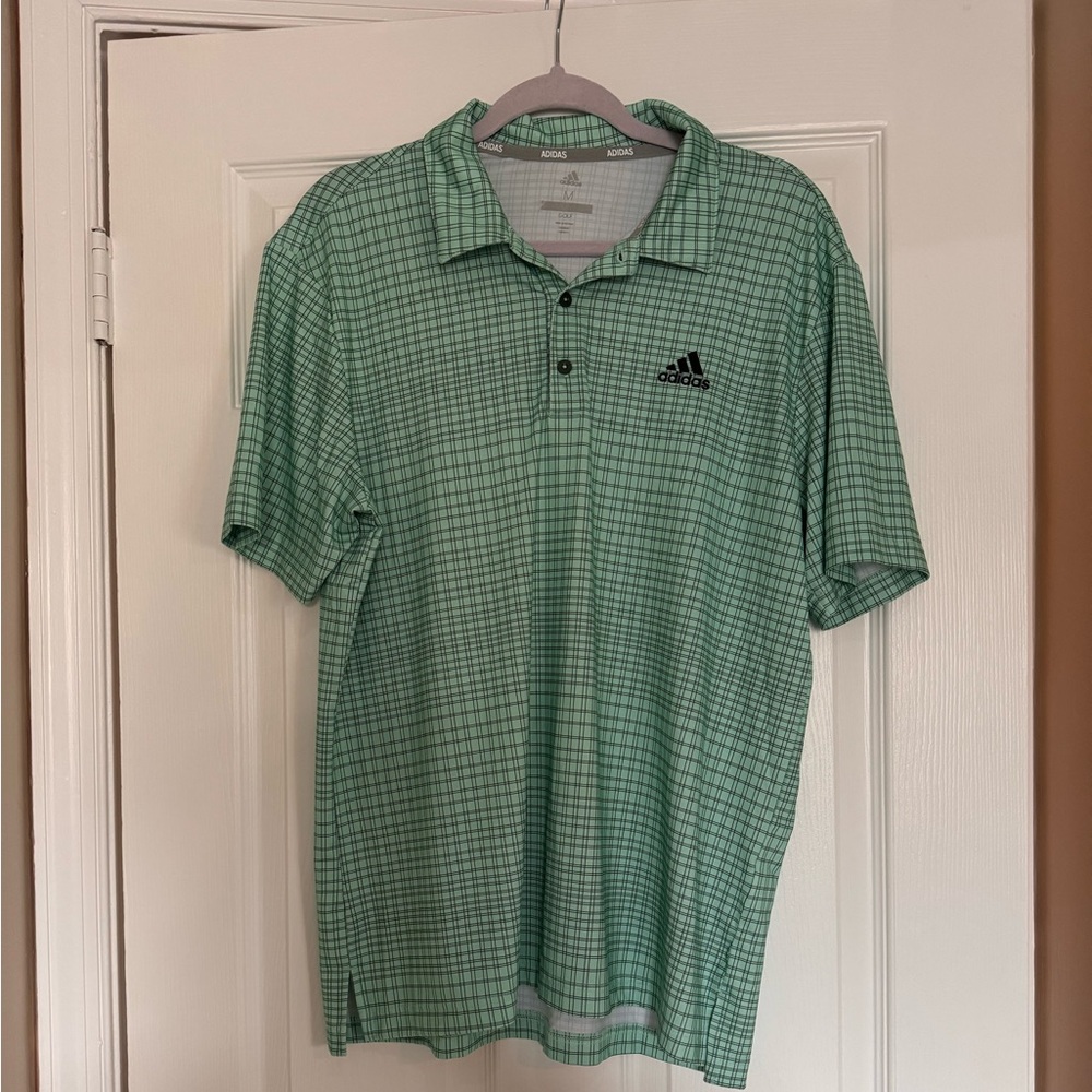 Adidas Men's Polo in Green Check size medium